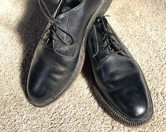 Vintage 70s French Shriner Black Plain Toe Blucher 9C