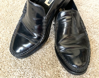 Mocasines vintage Florsheim Yuma negros de los años 90, talla 7EEE