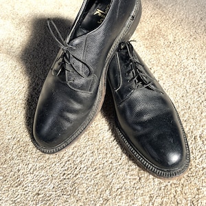 Vintage 70s French Shriner Black Plain Toe Blucher 9C
