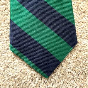 Vintage 80s Ashford & Brooks Blue Green Repp Stripe Tie