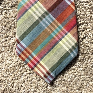 Vintage 70s Charwood Davidsons Bright Plaid Madras Tie