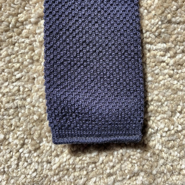 Vintage 80s Stafford Dark Blue Cotton Knit Tie