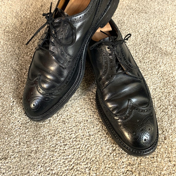 Vintage 80s Bostonian Black Longwing Shoes 11.5D