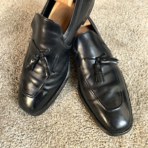 Vintage 70s Johnston & Murphy Aristocraft Black Tassel Loafers 11C