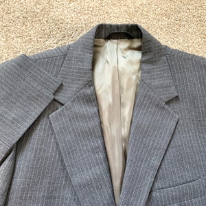 Vintage 70s Barrister Clothers Gray Pinstripe Flannel Suit