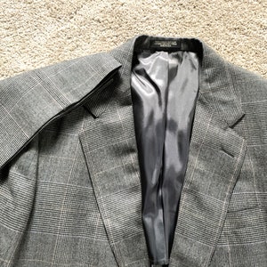 Vintage 80s Woodhouse & Lynch Gray Multicolor Glen Plaid Flannel Sack Suit 42, 36x29