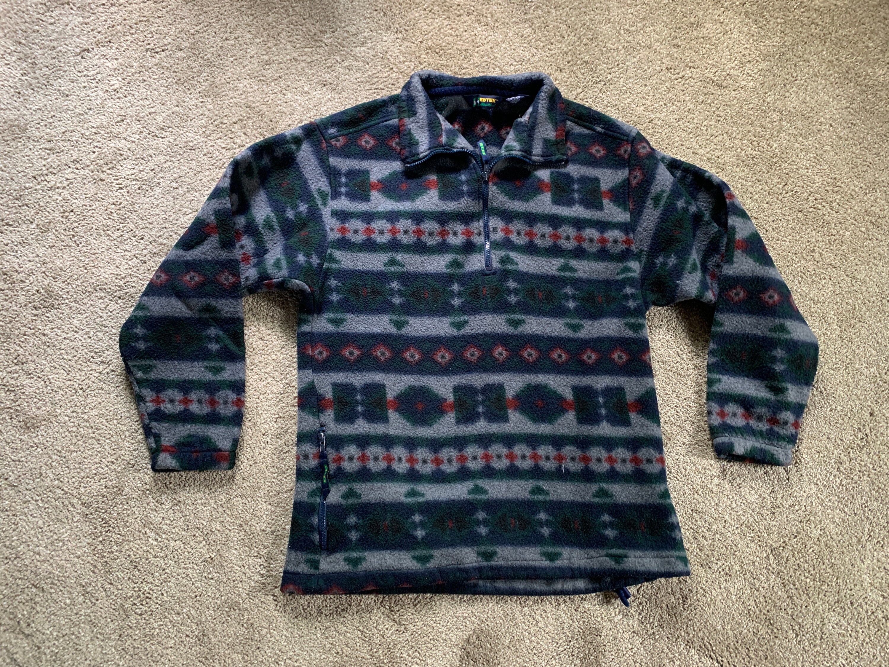 Eddie Bauer vintage fleece headbands Aztec 90s unisex geometric pair set Vintage 90s Eddie Bauer EBTEK Aztec Print Fleece Pullover  main image 2