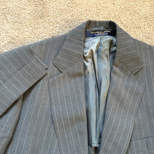 Vintage 80s 1980 Dated Brooks Brothers Own Make Gray Pinstripe Sack Suit