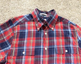 Nyare Vintage Gant The Cashmere Multicolor Rutig Oxfordskjorta Liten