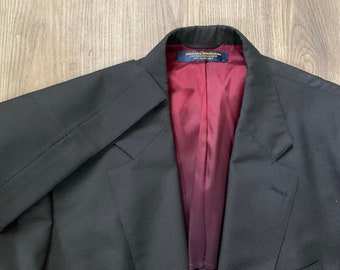 Vintage 80s Brooks Brothers Dark Blue Lightweight Suit 46L 38x33