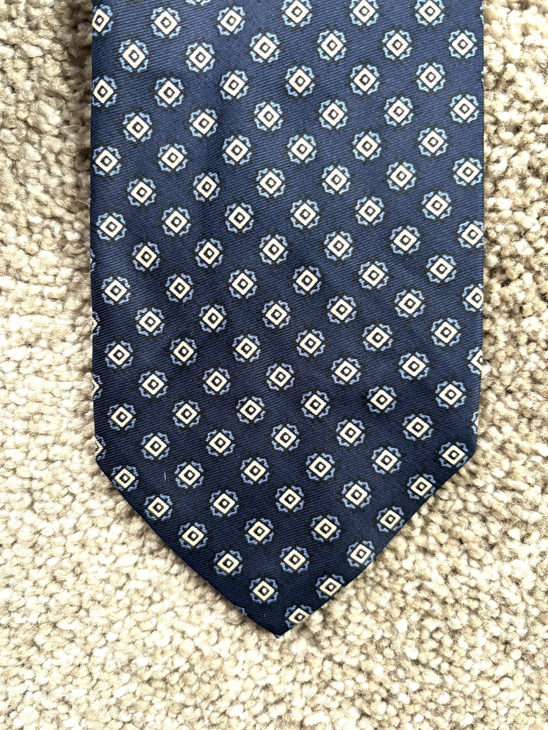 70年代のヴィンテージ、ブルックス ブラザーズ ブルー ホワイト 幾何学