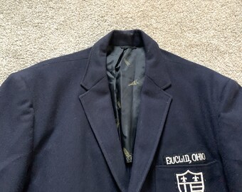 Vintage 80s Brooks Brothers Navy Blue Hopsack Triple Patch Pocket