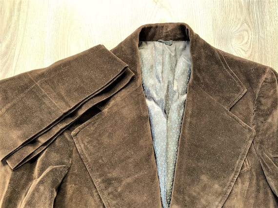 Vintage 70s Brown Velvet Suit 38, 31x30
