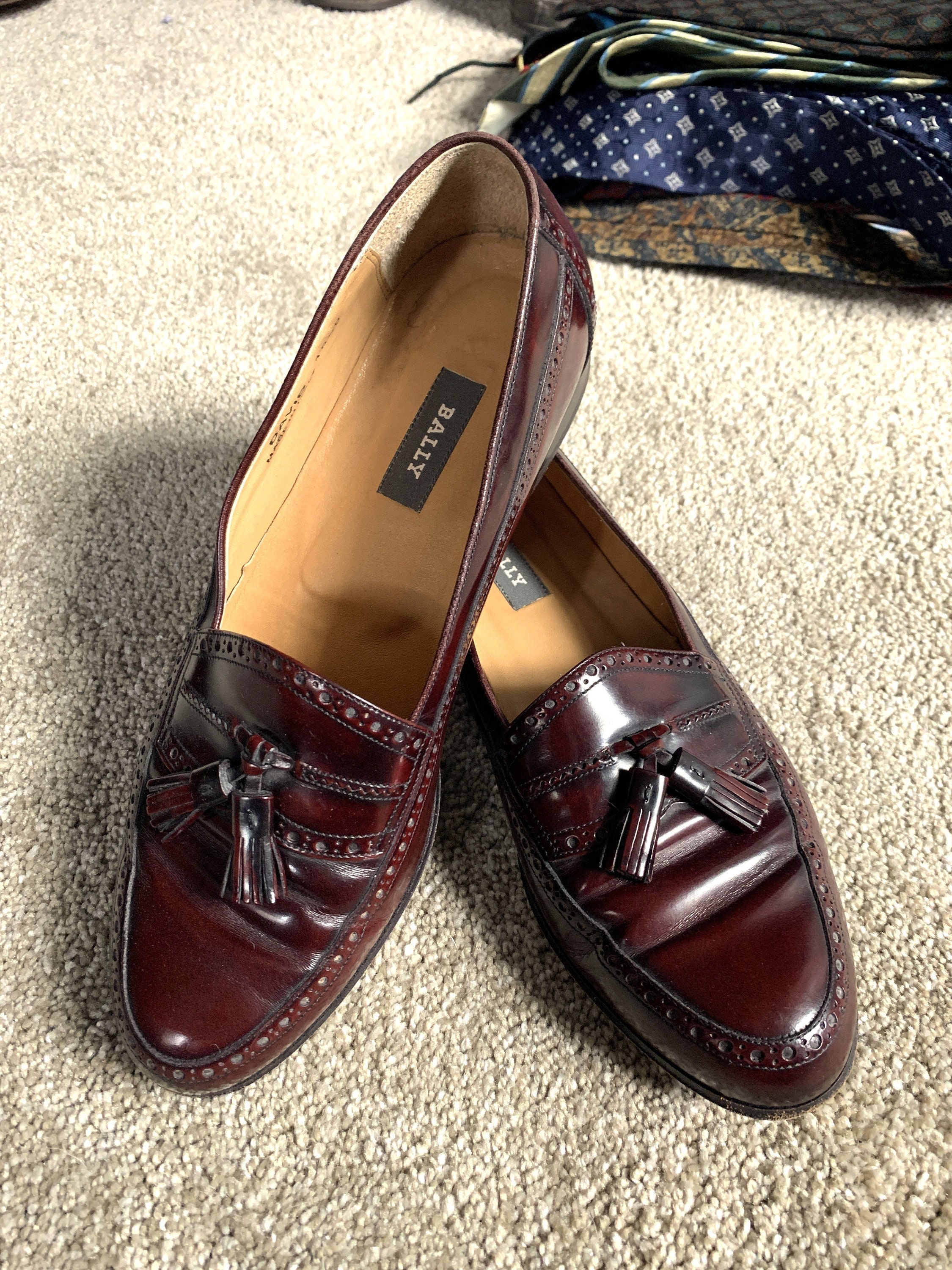 postkontor Blæse Skal Vintage 90s Bally Burgundy Tassel Loafers 10.5D - Etsy