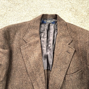 Vintage 70er Jahre Brooks Brothers Braun Herringbone 3 Rolle 2 Tweed Sack Sport Mantel 42 ML