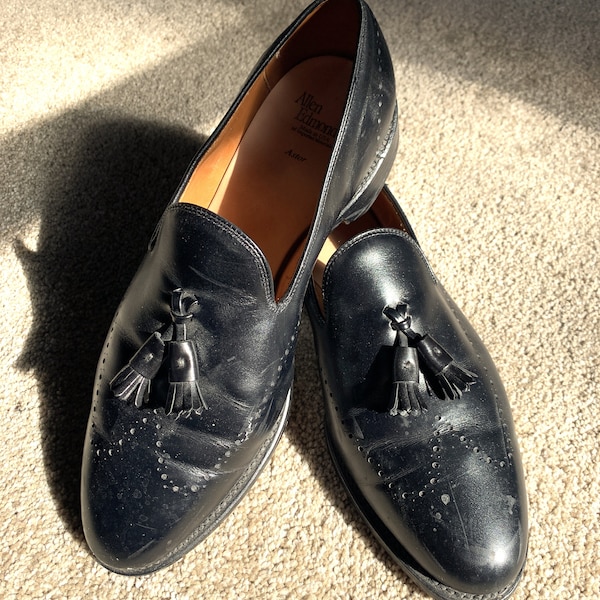 Vintage Allen Edmonds Astor Black Wingtip Tassel Loafers 10.5EEE