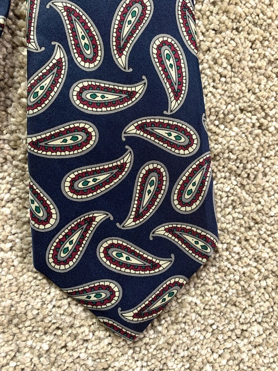 Vintage 80s Robert Talbott Dark Blue Paisley Tie