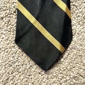 Vintage 60s J. Press Black Yellow Regimental Stripe Repp Tie Unlined