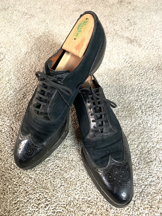 Vintage 40s John Mchale Black on Black Spectator Wingtip Shoes
