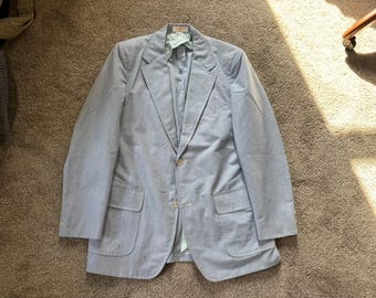 Vintage 70s Brooks Brothers Blue White Striped Pincord Wash N Wear