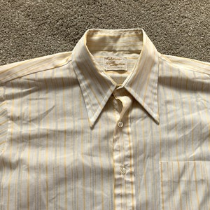 Vintage 70er Jahre Arrow Kent Kollektion Weiß Gelb Gestreiftes Shirt Groß