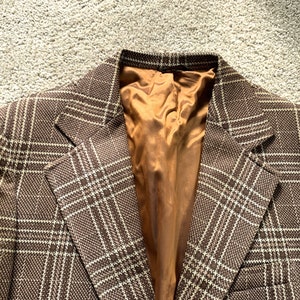 Vintage 70s Andrew Lewis Brown Plaid Sport Coat 40