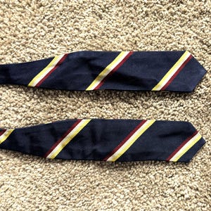 Vintage 60s Brooks Brothers Blue Tri Color Stripe Regimental Stripe Repp Bowtie