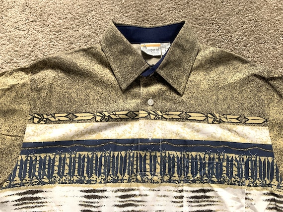 Vintage 80s London Fog Western Pattern Polo Shirt… - image 1