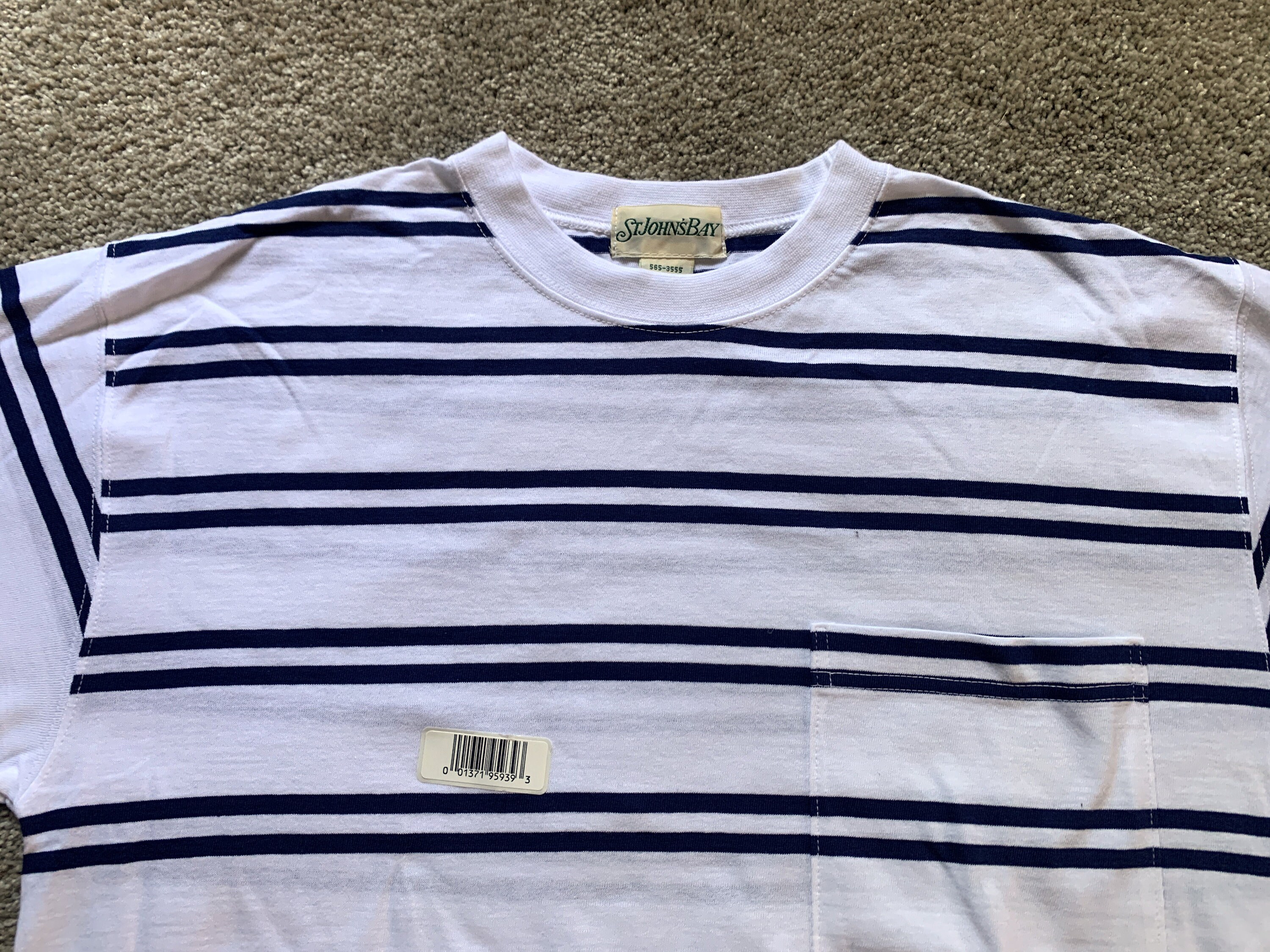 Deadstock Vintage 90s St. John's Bay White Blue Striped Deadstock Vintage 90s St. John's Bay White Blue Striped