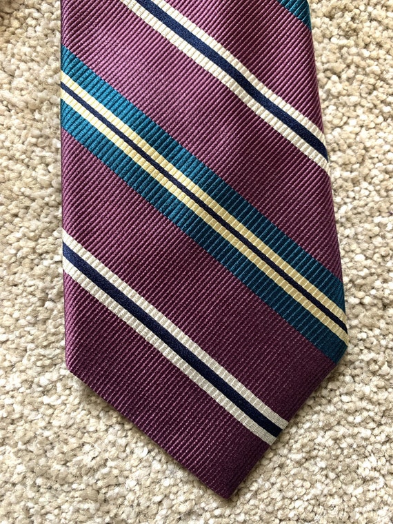 Vintage 80s Lands End Purple Stripe Tie