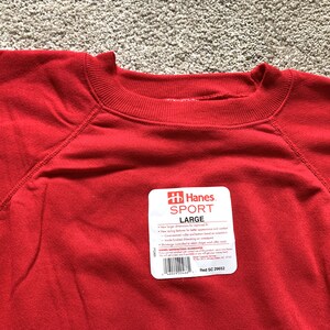 Deadstock Vintage 90s Hanes Sport USA Made Red Crewneck
