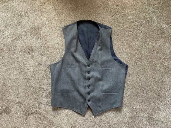 Vinage 80s Haggar Imperial Gray Herringbone Three… - image 4