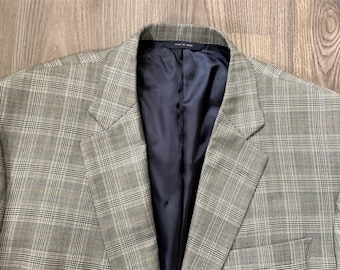 Newer Vintage Brooks Brothers 1818 Madison Gray Yellow Glen Plaid E. Thomas Fabric Sport Coat 45R