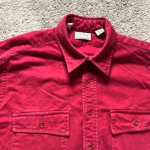 Vintage 80s LL Bean Red Chamois Cloth Shirt 17 Tall