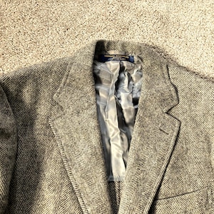 Vintage 70er Jahre Brooks Brothers Grey Herringbone 3 Rolle 2 Tweed Sack Sport Coat 41 ML