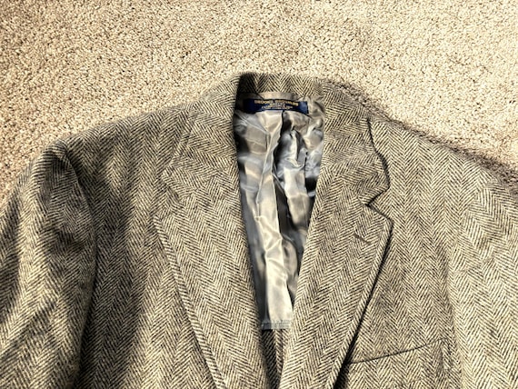 Vintage 70s Brooks Brothers Gray Herringbone 3 Roll 2 Tweed Sack
