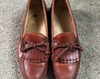 Vintage Allen Edmonds Woodstock Tan Kiltie Tassel Loafers 11B - Etsy