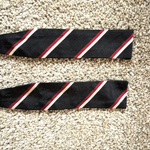 Vintage 60s Brooks Brothers Blue Red Silver Regimental Stripe Repp Bowtie