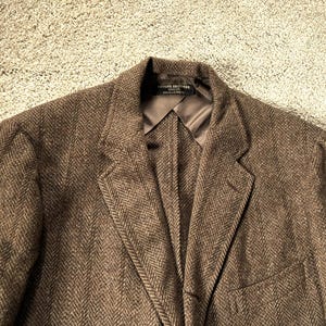 Vintage 50er Jahre Brooks Brothers Braun Gestreift Herringbone 3 Rolle 2 Tweed Sack Sport Mantel 41