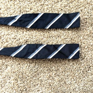 Vintage 60s Brooks Brothers Blue Silver Regimental Stripe Repp Bowtie