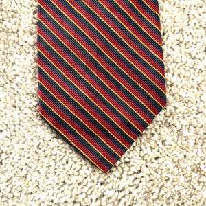 Vintage 80s Robert Talbott Red Blue Gold Regimental Stripe Silk Repp Tie