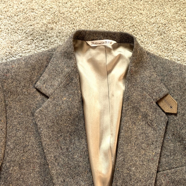 Vintage 80s Stafford Beige Donegal Flecked Tweed Sport Coat 40R