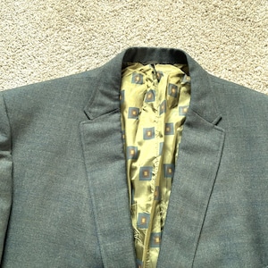 Vintage 60s Tempo Blue Green Plaid Sport Coat 40-42