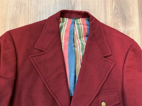 Vintage 70s 1930s Style Red Belted Back Sport Coat