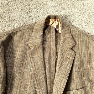 Vintage 60er Jahre J. Press Braun Grau Gestreift Herringbone Tweed 3 Rolle 2 Sack Sport Mantel 42