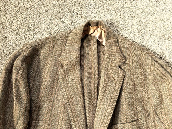 Vintage 60s J. Press Brown Gray Striped Herringbone Tweed 3 Roll 2