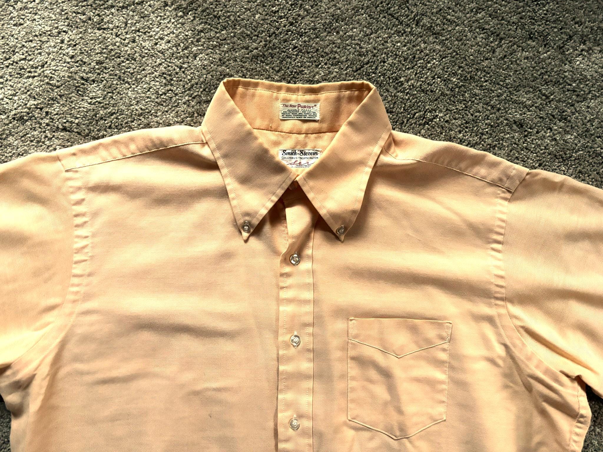 Camisa Oxford vintage Smith-Stevens naranja claro de los años 60, talla 47.5