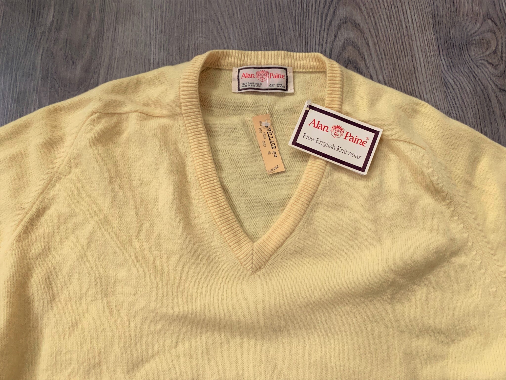 Deadstock Vintage 80s Alan Paine Pale Yellow V Neck Sweater 48 - Etsy