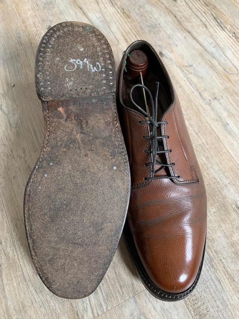 Vintage 90s Florsheim Royal Imperial Tan Plain Toe Blucher Shoes 9D