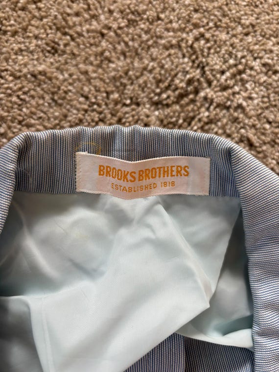 Vintage 70s Brooks Brothers Blue White Striped Pincord Wash N Wear